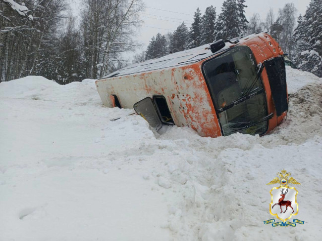 Автобус перевернулся в Борском округе, три человека пострадали