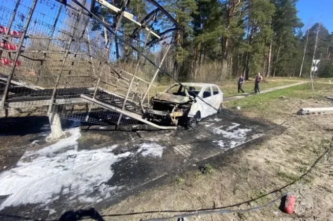 Автомобиль загорелся после ДТП на трассе М-7 в Нижегородской области
